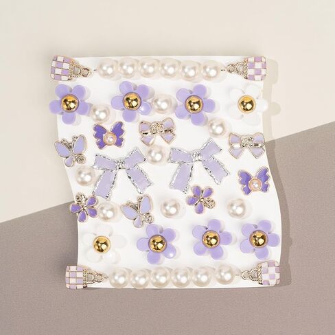 Cute Flower, Butterfly & Pearl Shoe Charms Set, Bling Rhinestone Shoe Chains Charms for Girls, DIY Sandal Decoration and Perfect Party Favors in Saudi Arabia
