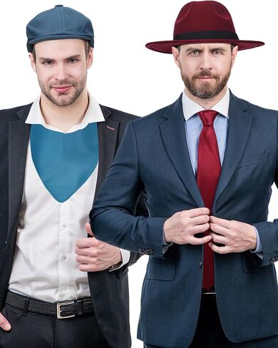 JenPen 4 Pcs Halloween 1930s Red Blue Twins Sisters Costume Accessories Include Hats Necktie Tie Vintage Octagonal Flat Cap Scarf for Men Women Gangsters Paranormal Spooky Movie Cosplay in Saudi Arabia