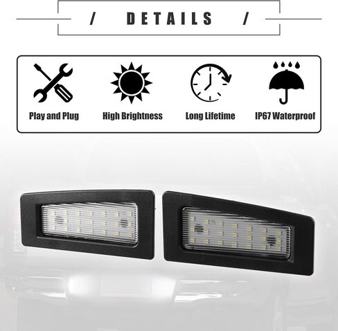 Motoforti LED لوحة ترخيص ضوء، LED لوحة ترخيص ضوء علامة مصباح، لمازدا 3 2014-2018، بلاستيك، رقم B45A51270، أسود، 2 قطعة in Saudi Arabia