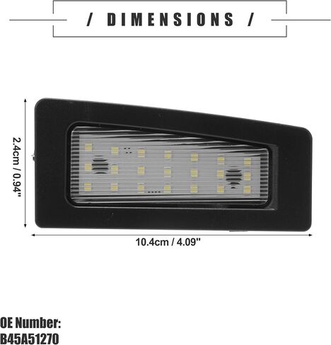 Motoforti LED لوحة ترخيص ضوء، LED لوحة ترخيص ضوء علامة مصباح، لمازدا 3 2014-2018، بلاستيك، رقم B45A51270، أسود، 2 قطعة in Saudi Arabia
