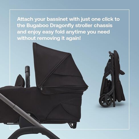Bugaboo Dragonfly City Stroller with Full-Size Baby Bassinet and Toddler Seat, One Hand Easy Fold in Any Position, Full Suspension, Large Basket, Black Chassis and Dark Cherry Sun Canopy in Kuwait