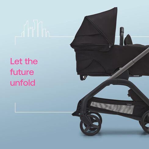 Bugaboo Dragonfly City Stroller with Full-Size Baby Bassinet and Toddler Seat, One Hand Easy Fold in Any Position, Full Suspension, Large Basket, Black Chassis and Dark Cherry Sun Canopy in Kuwait