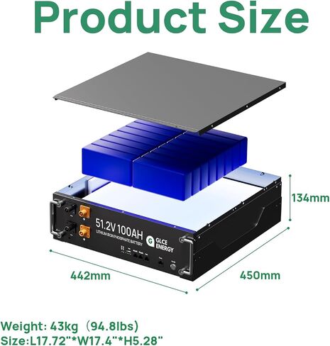 48V 200Ah LiFePO4 Lithium Battery, Grade A Cells, with Touch Monitor, 4000~15000 Deep Cycle Battery, Max 10.24kW Power Output, 10+ Years Lifespan, Perfect for Home Energy Storage in Saudi Arabia