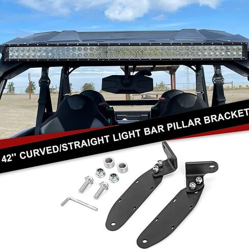 WSays Below Roof 42'' Curved/Straight Light Bar Pillar Mount Bracket Compatible with Polaris General 2016-up in Saudi Arabia