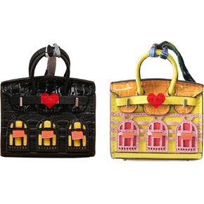 2 PCS Women Mini Backpack Keychain Accessories Key Pouch Holder Coin Purse Bag Charm Wallet, Black & Ivory in Saudi Arabia