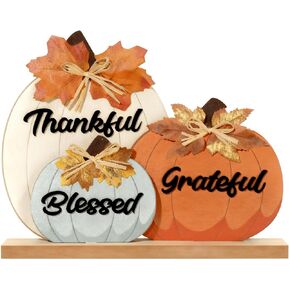 ديكورات الخريف للمنزل، مباركة ممتنة شاكرة للديكور الخريفي، علامة منضدية خشبية على شكل يقطين لحصاد الخريف، عيد الشكر، ديكورات رف غرفة المزرعة العتيقة in Kuwait