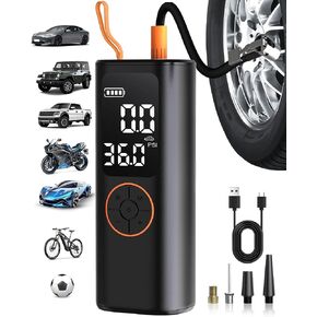 Tire Inflator Portable Air Compressor - 4X Faster Inflation Cordless Mini Air Pump with Digital Pressure Gauge with Digital Pressure Gauge/LED Light Portable Tire Inflator for Car/Moto/Bike/Ball etc. in Saudi Arabia