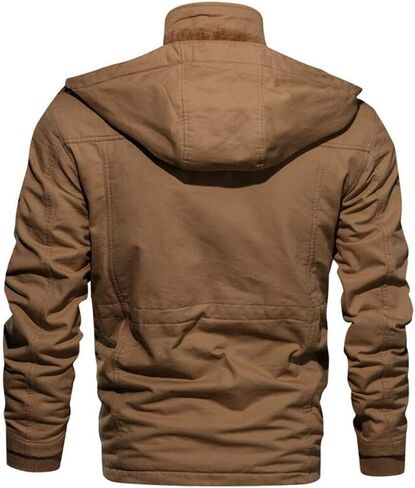 HZCX FASHION Men's Washed Cotton Fleece Lined Thick Winter Hooded Bomber Jackets in Saudi Arabia