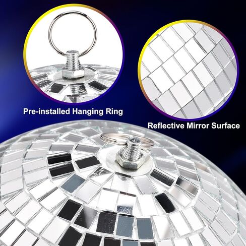 MECCANIXITY Mirror Ball, 4, 6 Inch Glass Disco Balls Decoration Disco Reflective Balls with Hanging Ring Silver Tone for DJ Club Stage Wedding Holiday Bar Party Decorations Pack of 4 in Saudi Arabia