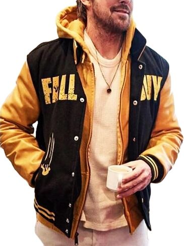 سترة رجالي بغطاء للرأس من The Fall Ryan Guy Gosling Stuntman 2024 ليترمان باللونين الأسود والأصفر in Saudi Arabia