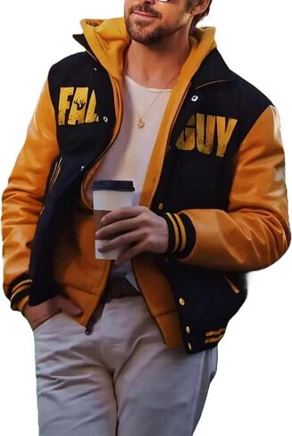 سترة رجالي بغطاء للرأس من The Fall Ryan Guy Gosling Stuntman 2024 ليترمان باللونين الأسود والأصفر in Saudi Arabia