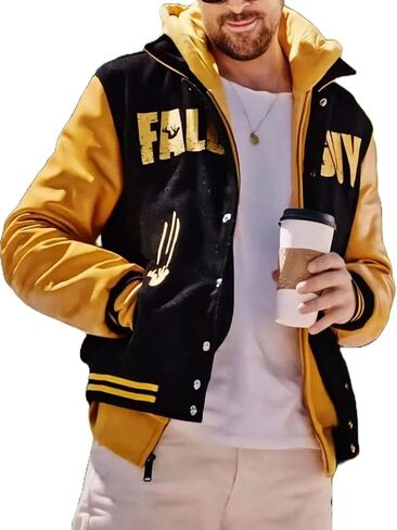 سترة رجالي بغطاء للرأس من The Fall Ryan Guy Gosling Stuntman 2024 ليترمان باللونين الأسود والأصفر in Saudi Arabia