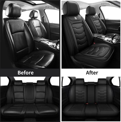 غطاء مقعد السيارة 2005-2014 لسيارة Acura TSX، أغطية مقاعد السيارة السوداء، جلد PU مقاوم للماء، مجموعة كاملة من 5 مقاعد، مقاومة للتآكل، سهلة التنظيف والتركيب، تجميل الجزء الداخلي in Saudi Arabia