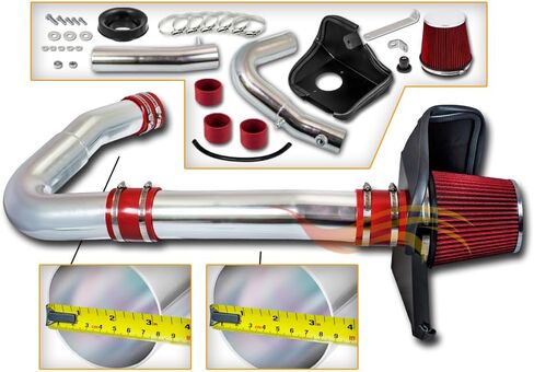 Cold Air Intake System with Heat Shield Kit + Filter RED Compatible For 11-21 Challenger/Charger/11-21 300/14-15 300C 3.6L V6 in Saudi Arabia