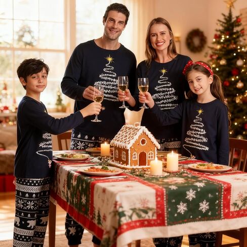 Family Christmas Pajamas Matching Sets, Christmas PJs Long Sleeves Sleepwaear Pyjamas Jammies Holiday Family Sets in Saudi Arabia