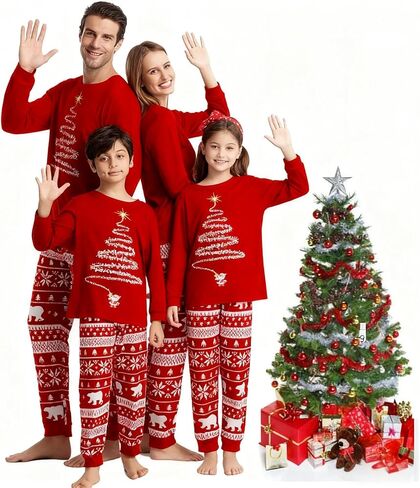 Family Christmas Pajamas Matching Sets, Christmas PJs Long Sleeves Sleepwaear Pyjamas Jammies Holiday Family Sets in Saudi Arabia