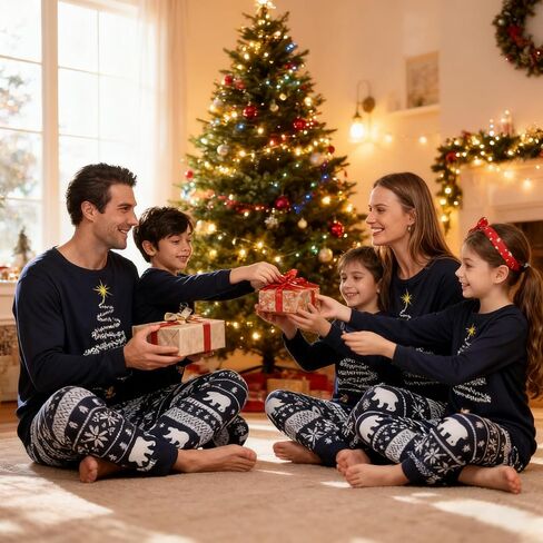 Family Christmas Pajamas Matching Sets, Christmas PJs Long Sleeves Sleepwaear Pyjamas Jammies Holiday Family Sets in Saudi Arabia