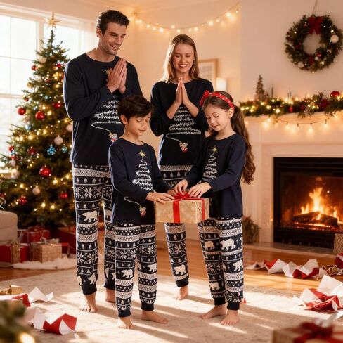 Family Christmas Pajamas Matching Sets, Christmas PJs Long Sleeves Sleepwaear Pyjamas Jammies Holiday Family Sets in Saudi Arabia
