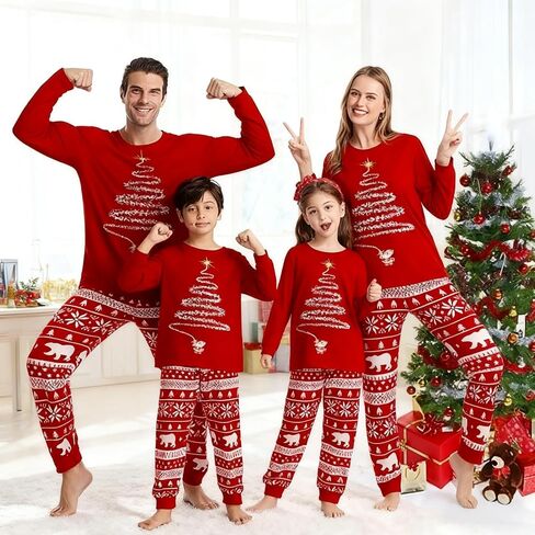 Family Christmas Pajamas Matching Sets, Christmas PJs Long Sleeves Sleepwaear Pyjamas Jammies Holiday Family Sets in Saudi Arabia