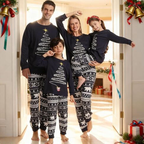 Family Christmas Pajamas Matching Sets, Christmas PJs Long Sleeves Sleepwaear Pyjamas Jammies Holiday Family Sets in Saudi Arabia