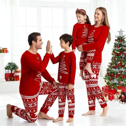 Family Christmas Pajamas Matching Sets, Christmas PJs Long Sleeves Sleepwaear Pyjamas Jammies Holiday Family Sets in Saudi Arabia