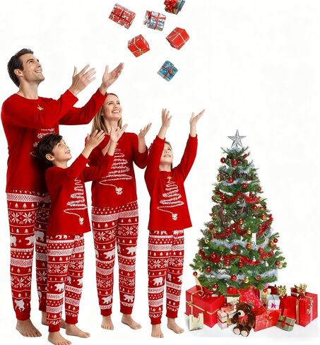 Family Christmas Pajamas Matching Sets, Christmas PJs Long Sleeves Sleepwaear Pyjamas Jammies Holiday Family Sets in Saudi Arabia
