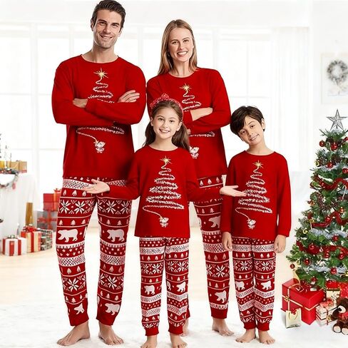 Family Christmas Pajamas Matching Sets, Christmas PJs Long Sleeves Sleepwaear Pyjamas Jammies Holiday Family Sets in Saudi Arabia