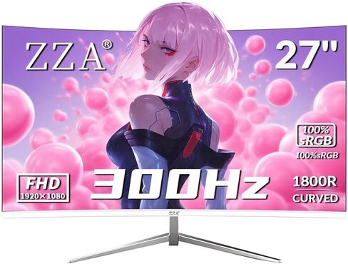 شاشة ألعاب ZZA منحنية مقاس 27 بوصة، تدعم 240 هرتز، حتى 280 هرتز، دقة عالية كاملة 1920 × 1080، ثلاثة حواف ضيقة، FreeSync Premium - تجربة ألعاب مثالية in Kuwait