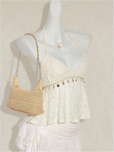 SweatyRocks Women's Boho Lace V Neck Halter Top Tie Backless Shell Y2k Vacation Peplum Tops in Saudi Arabia