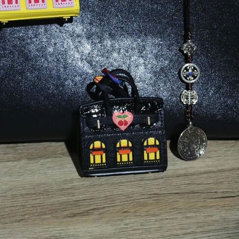 2 PCS Women Mini Backpack Keychain Accessories Key Pouch Holder Coin Purse Bag Charm Wallet, Black & Ivory in Saudi Arabia