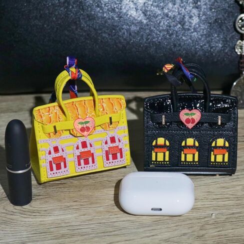 2 PCS Women Mini Backpack Keychain Accessories Key Pouch Holder Coin Purse Bag Charm Wallet, Black & Ivory in Saudi Arabia