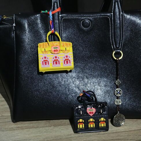 2 PCS Women Mini Backpack Keychain Accessories Key Pouch Holder Coin Purse Bag Charm Wallet, Black & Ivory in Saudi Arabia