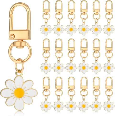 24 Pcs Flower Keychain, Daisy Keychain Cute Flower Tassel Keychains for Handbags Purse Accessories Wallet Pendant in Saudi Arabia