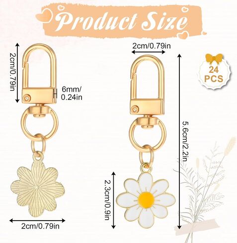 24 Pcs Flower Keychain, Daisy Keychain Cute Flower Tassel Keychains for Handbags Purse Accessories Wallet Pendant in Saudi Arabia