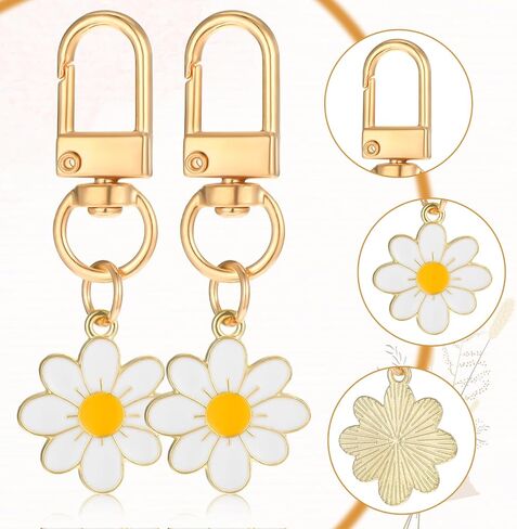 24 Pcs Flower Keychain, Daisy Keychain Cute Flower Tassel Keychains for Handbags Purse Accessories Wallet Pendant in Saudi Arabia