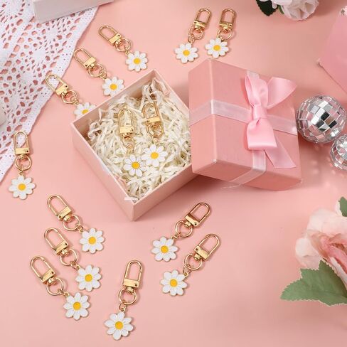 24 Pcs Flower Keychain, Daisy Keychain Cute Flower Tassel Keychains for Handbags Purse Accessories Wallet Pendant in Saudi Arabia
