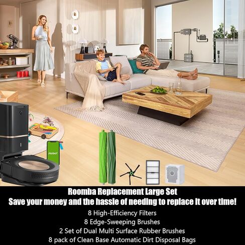 Replacement Parts Fit for iRo-bot Roomba s9 (9150) s9+ s9 Plus (9550) s Series Wi-Fi Connected Robot Vacuum Kits,2 Rubber Brushes, 6 Filters, 8 Side Brushes in Saudi Arabia