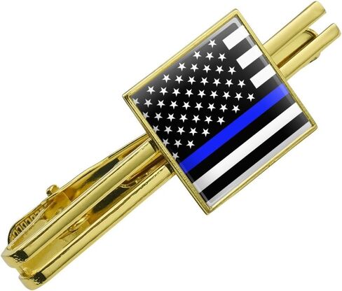 GRAPHICS & MORE Thin Blue Line American Flag Square Tie Bar Clip Clasp Tack- Silver or Gold in Saudi Arabia