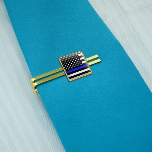 GRAPHICS & MORE Thin Blue Line American Flag Square Tie Bar Clip Clasp Tack- Silver or Gold in Saudi Arabia