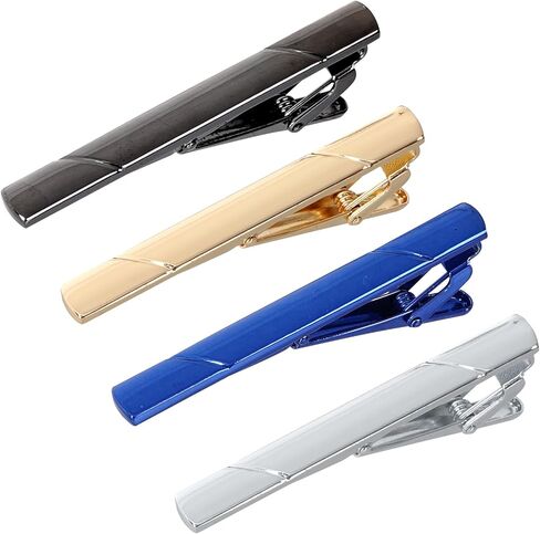 4 Pcs Stainless Steel Tie Clips for Men Classic Tie Bar Clip for Formal Business Wedding Party Fathers Day Gift in Kuwait
