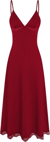 CIDER Women's Summer Semi Formal Dresses Satin Lace V Neck Spaghetti Strap Slip Midi Dress Sexy Dresses Nightgown Party in Saudi Arabia