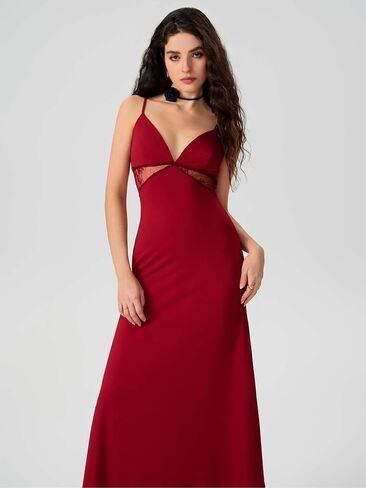 CIDER Women's Summer Semi Formal Dresses Satin Lace V Neck Spaghetti Strap Slip Midi Dress Sexy Dresses Nightgown Party in Saudi Arabia