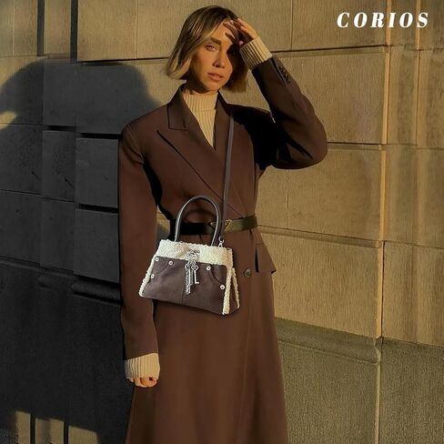Lamb Wool Shoulder Bag for Women Small Suede Tote Bag Soft Plush Handbag Fluffy Crossbody Bag Vintage Messenger Bag in Saudi Arabia