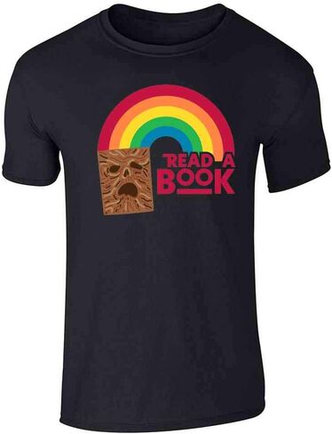 Pop Threads Read A Book Necronomicon Rainbow Funny Horror Graphic Tee T-Shirt for Men in Saudi Arabia