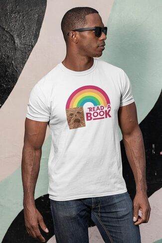 Pop Threads Read A Book Necronomicon Rainbow Funny Horror Graphic Tee T-Shirt for Men in Saudi Arabia