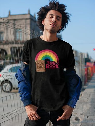 Pop Threads Read A Book Necronomicon Rainbow Funny Horror Graphic Tee T-Shirt for Men in Saudi Arabia