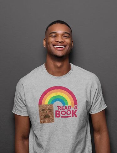 Pop Threads Read A Book Necronomicon Rainbow Funny Horror Graphic Tee T-Shirt for Men in Saudi Arabia