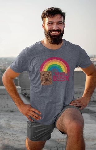 Pop Threads Read A Book Necronomicon Rainbow Funny Horror Graphic Tee T-Shirt for Men in Saudi Arabia