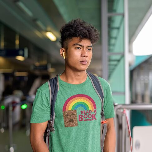 Pop Threads Read A Book Necronomicon Rainbow Funny Horror Graphic Tee T-Shirt for Men in Saudi Arabia