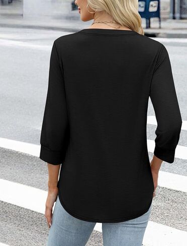 Womens Tops 3/4 Sleeve Henley Shirts for Women Fall Fashion 2025 School Outfits for Teachers in Saudi Arabia
